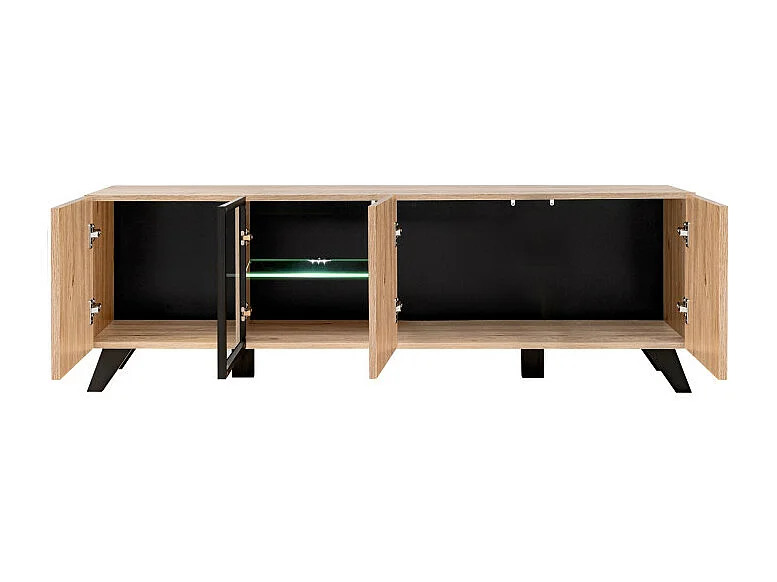 Meuble TV  Design "Liam" 160cm Naturel & Noir