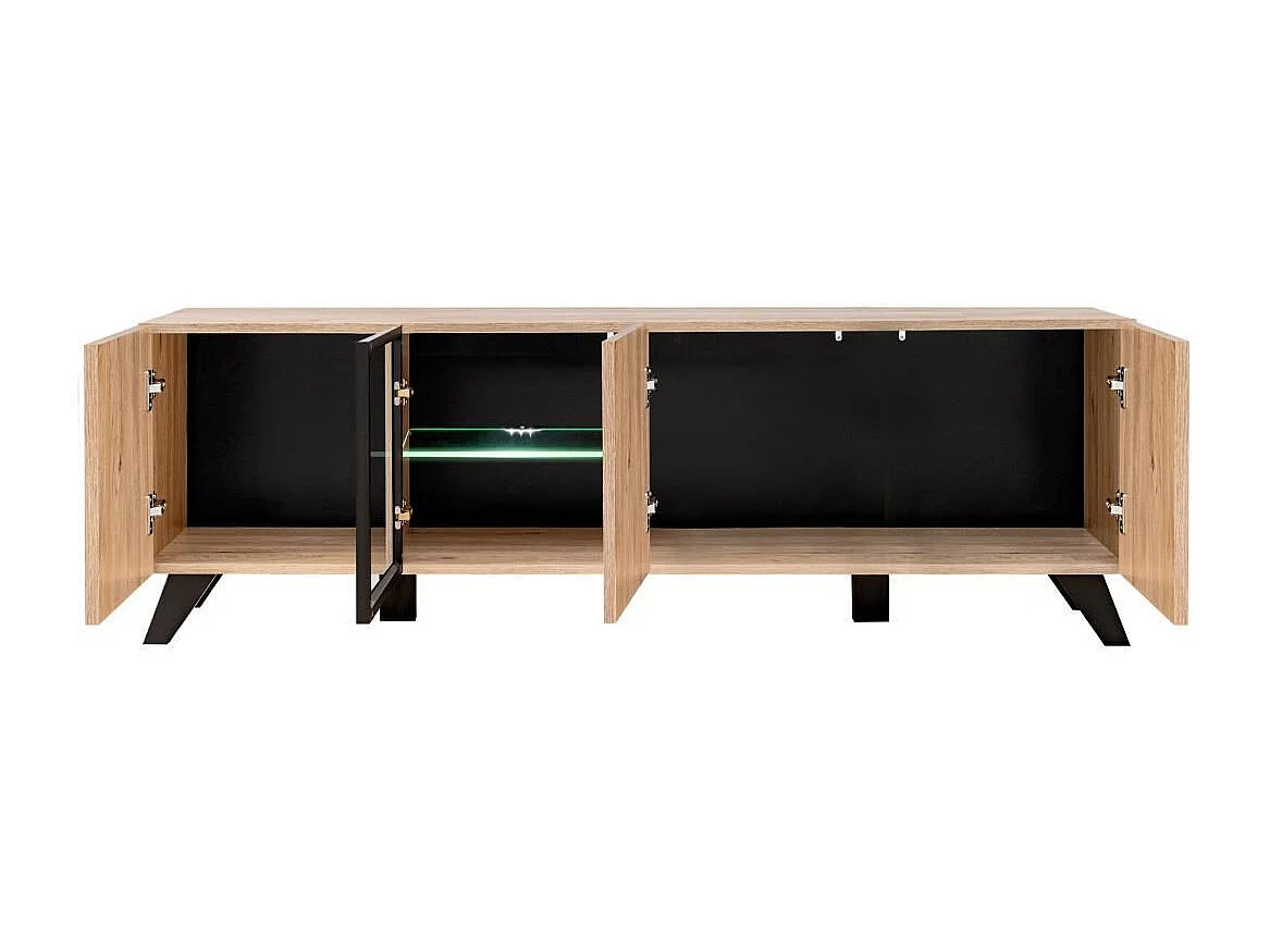 Meuble TV  Design "Liam" 160cm Naturel & Noir