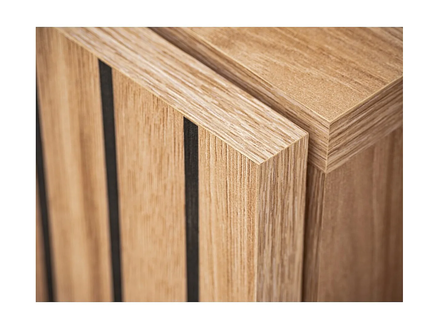 Meuble TV  Design "Liam" 160cm Naturel & Noir