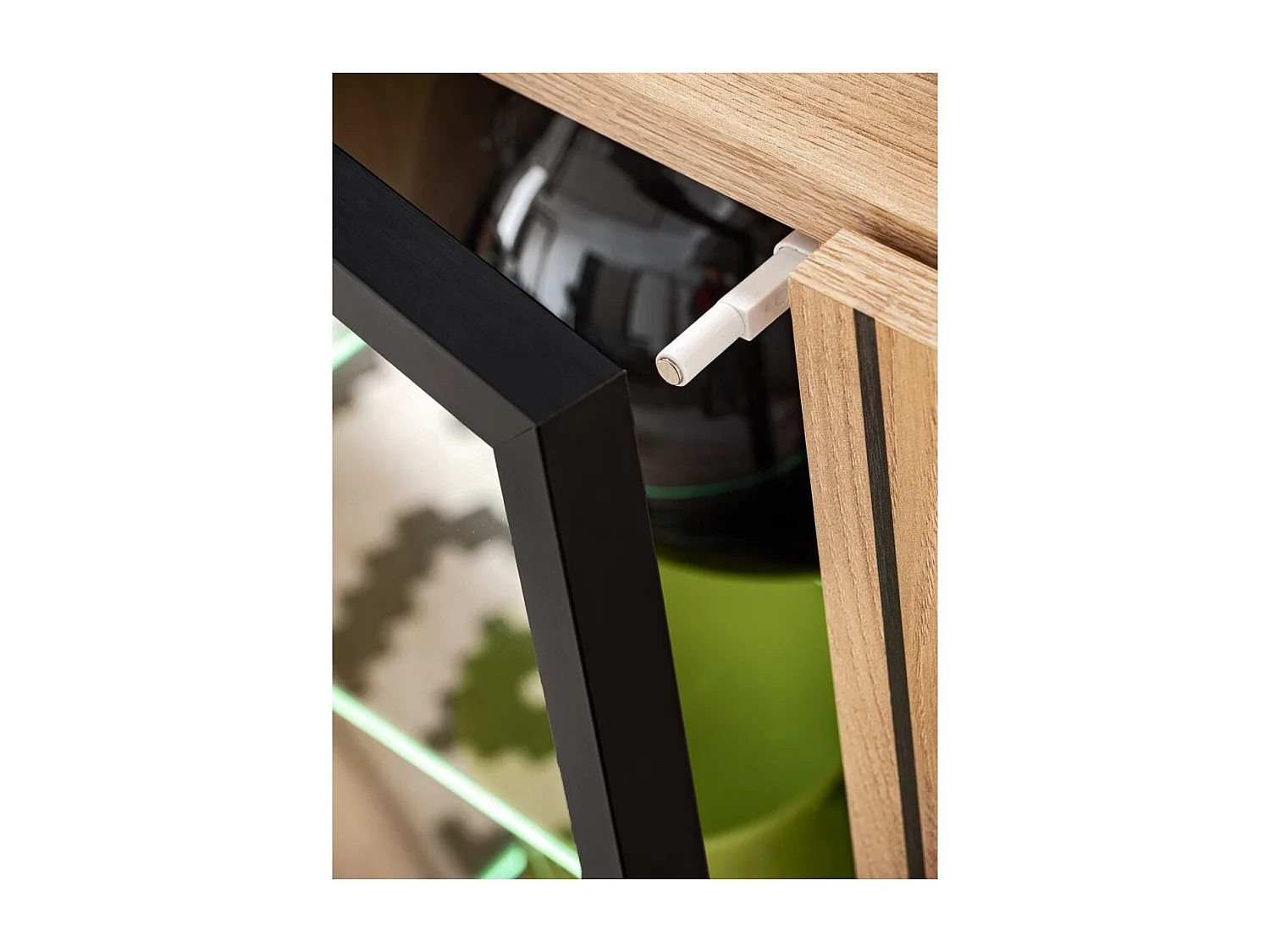 Meuble TV  Design "Liam" 160cm Naturel & Noir