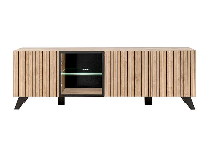 Meuble TV  Design "Liam" 160cm Naturel & Noir