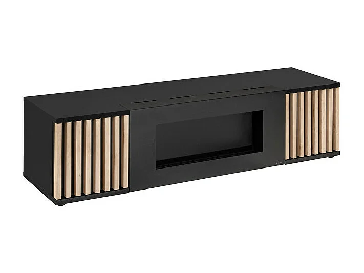 Meuble TV "Cameron" - Noir/Beige - L 160 x H 42 x P 45 cm