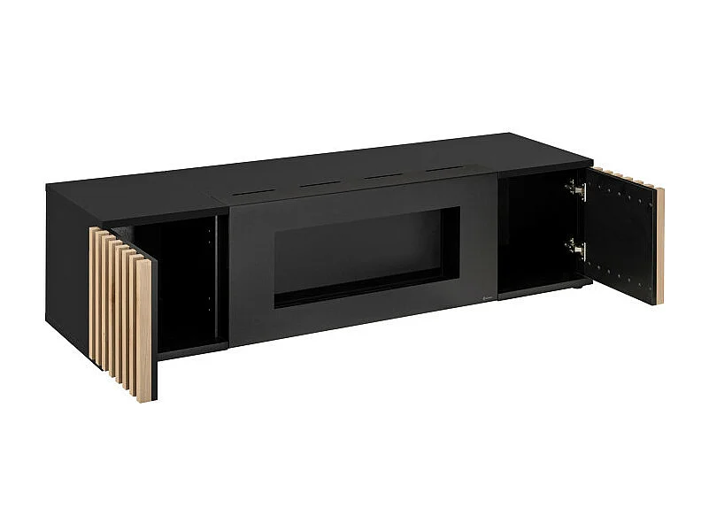 Meuble TV "Cameron" - Noir/Beige - L 160 x H 42 x P 45 cm