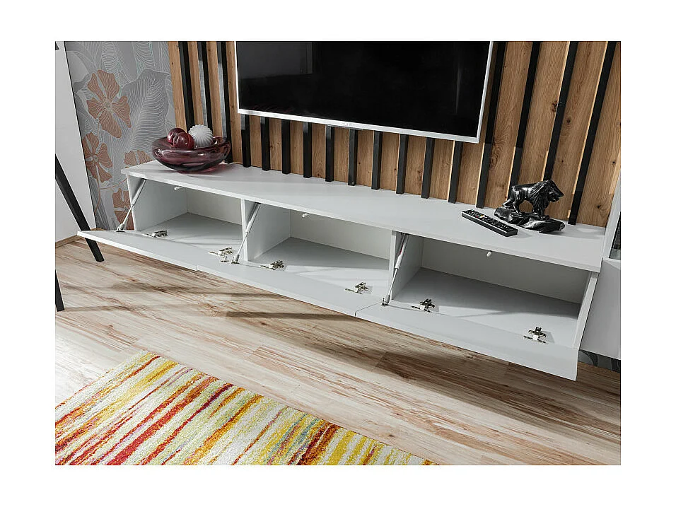 Szafka RTV VERTI 180 perla gray + panel ścienny