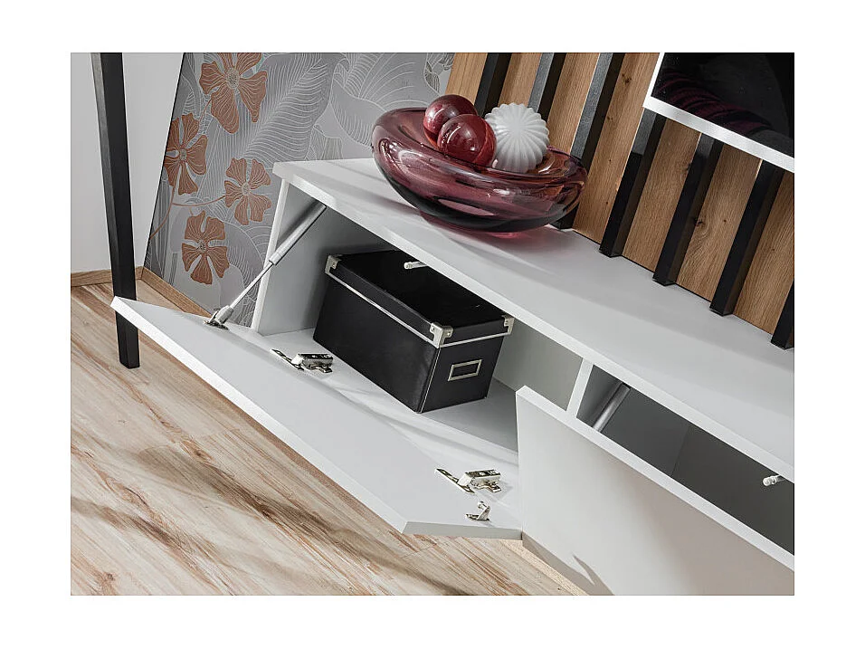 Szafka RTV VERTI 180 perla gray + panel ścienny