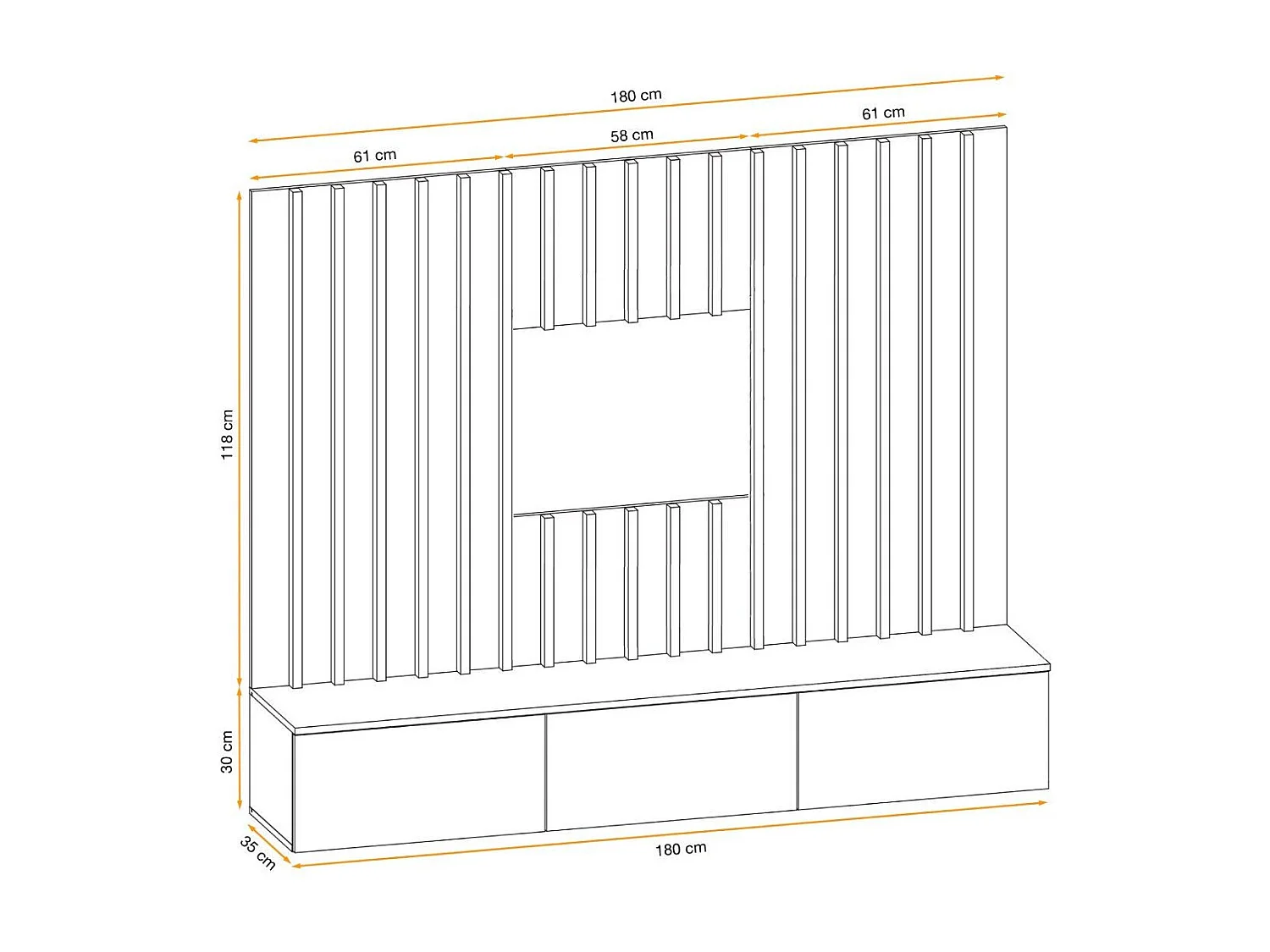 Szafka RTV VERTI 180 perla gray + panel ścienny