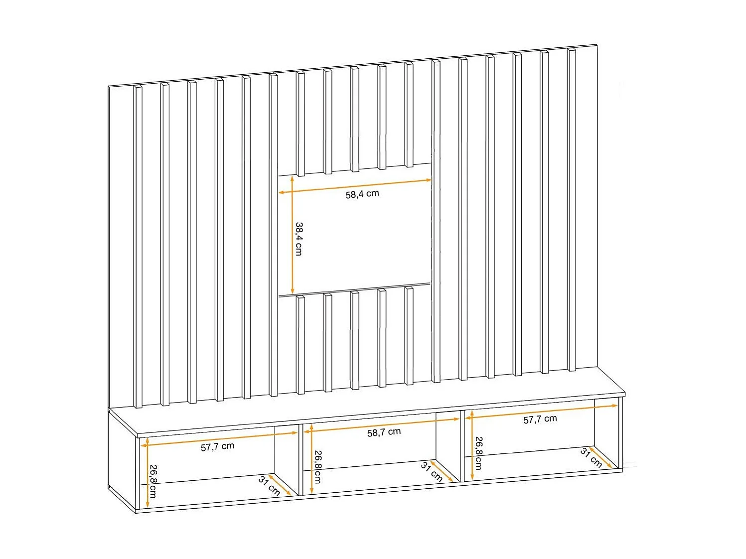 Szafka RTV VERTI 180 perla gray + panel ścienny