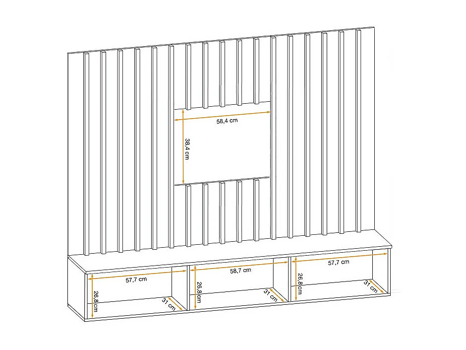 Szafka RTV VERTI 180 czarna + panel ścienny