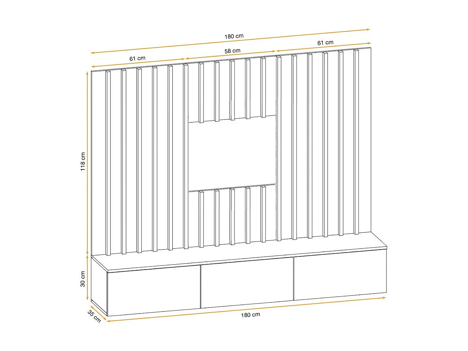 Szafka RTV VERTI 180 czarna + panel ścienny