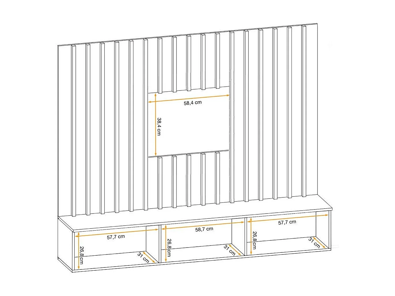 Szafka RTV VERTI 180 czarna + panel ścienny