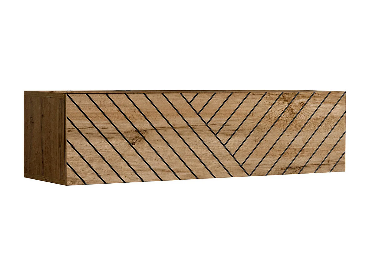 Banc TV Mural Design "Switch Lamel" 120cm Naturel Rainuré
