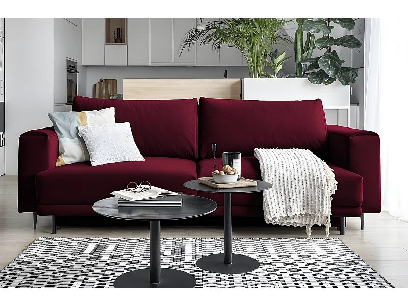 Canapé 3/4 places convertible et espace de rangement - Fushia - en tissu de qualité, DANY