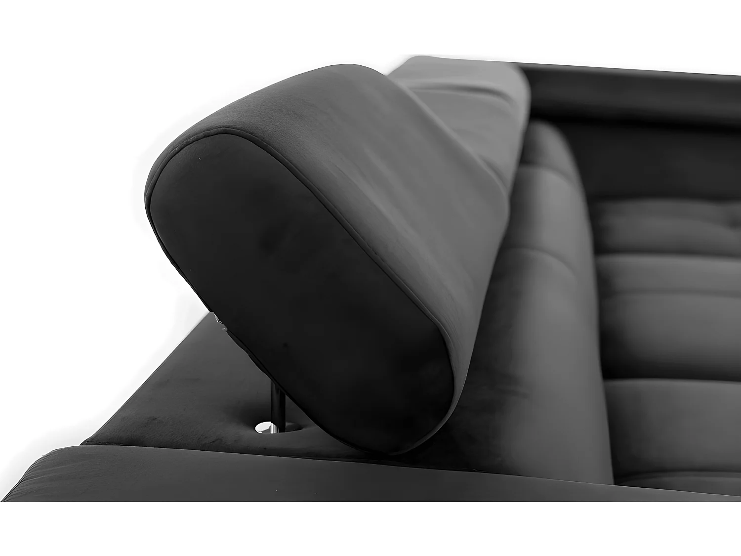 Canapé d'angle convertible - ERWAN - en tissu luxe 5 places, anthracite, angle droit (vu de face)