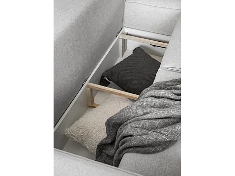 Canapé d'angle convertible - SIDNEY VELOURS - en velours Luxe - 5/6 places, gris clair, angle droit (vu de face)