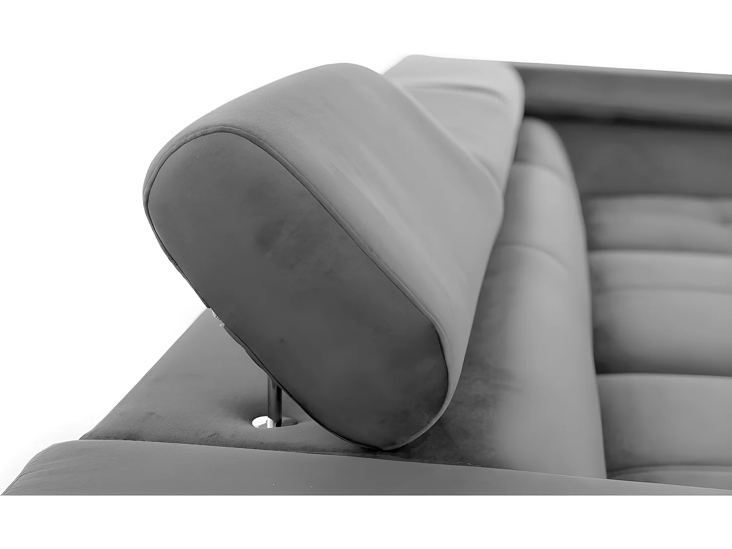 Canapé d'angle convertible - ERWAN - en tissu luxe 5 places, gris, angle droit (vu de face)