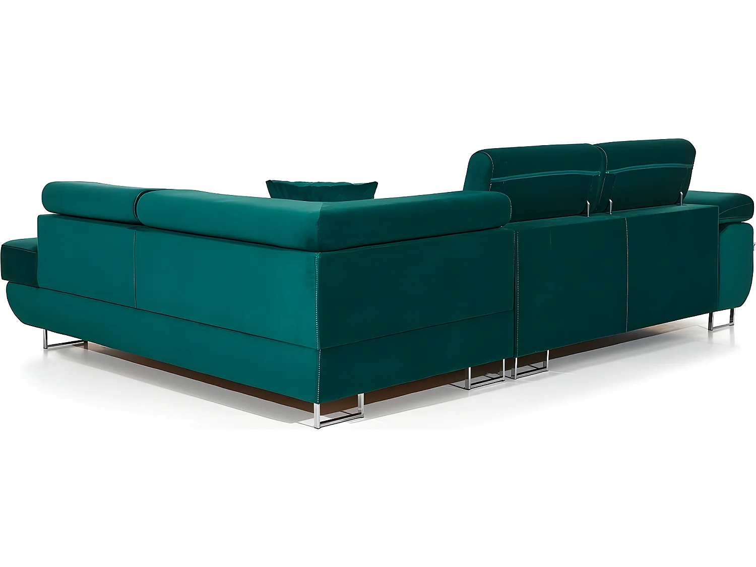 Canapé d'angle convertible en tissu luxe 5 places, avec coffre, vert, angle droit (vu de face), ANNECY KRONO