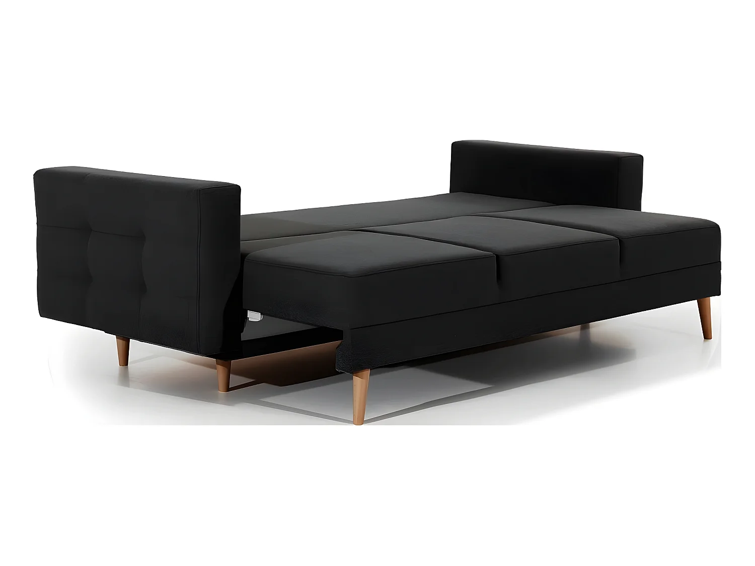 Canapé 3 places convertible - en tissu de qualité noir, ASVENA