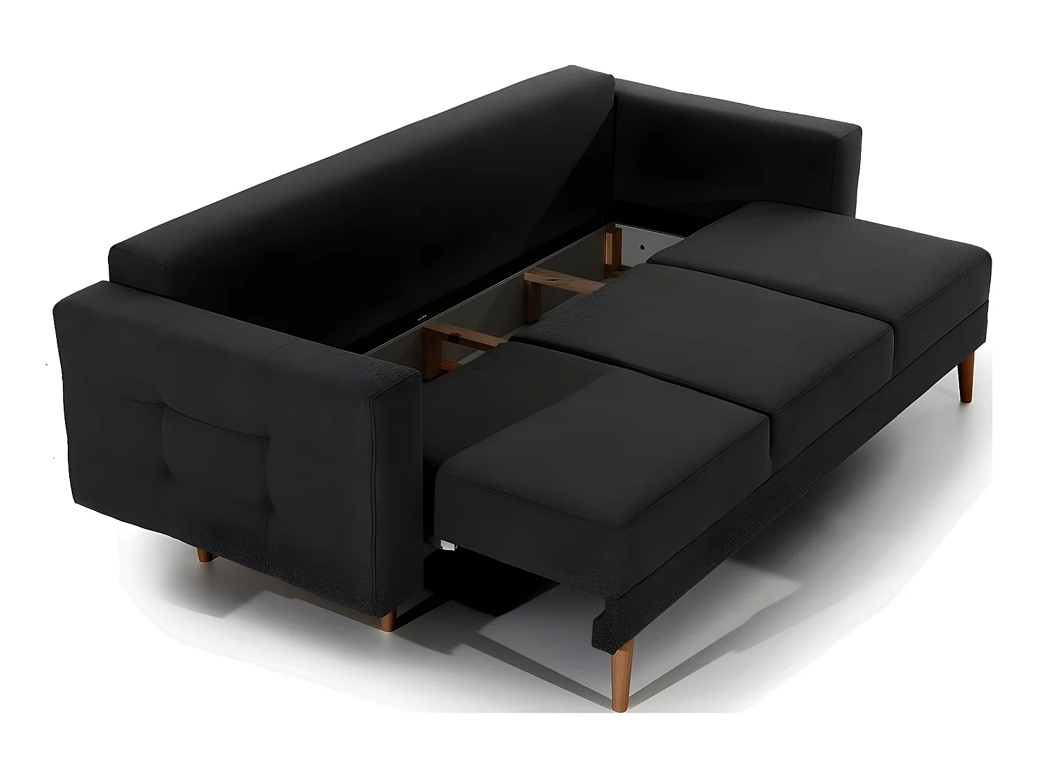 Canapé 3 places convertible - en tissu de qualité noir, ASVENA