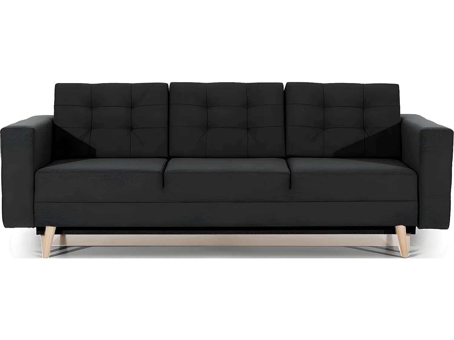 Canapé 3 places convertible - en tissu de qualité noir, ASVENA
