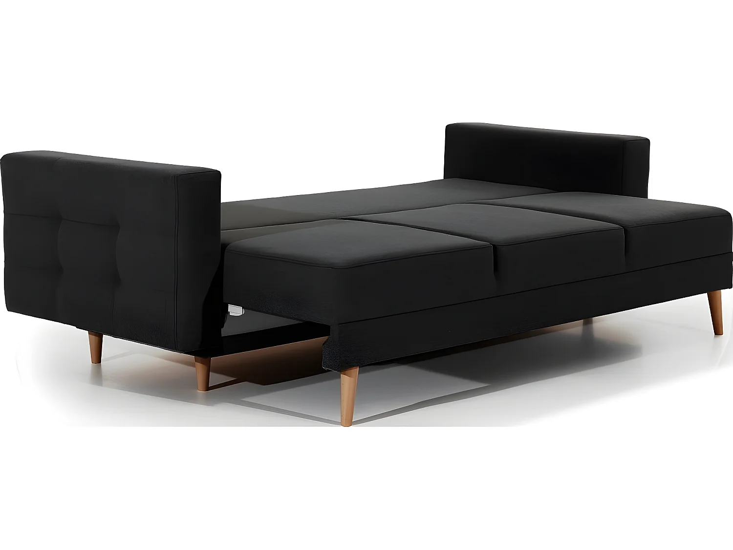 Canapé 3 places convertible - en tissu de qualité noir, ASVENA