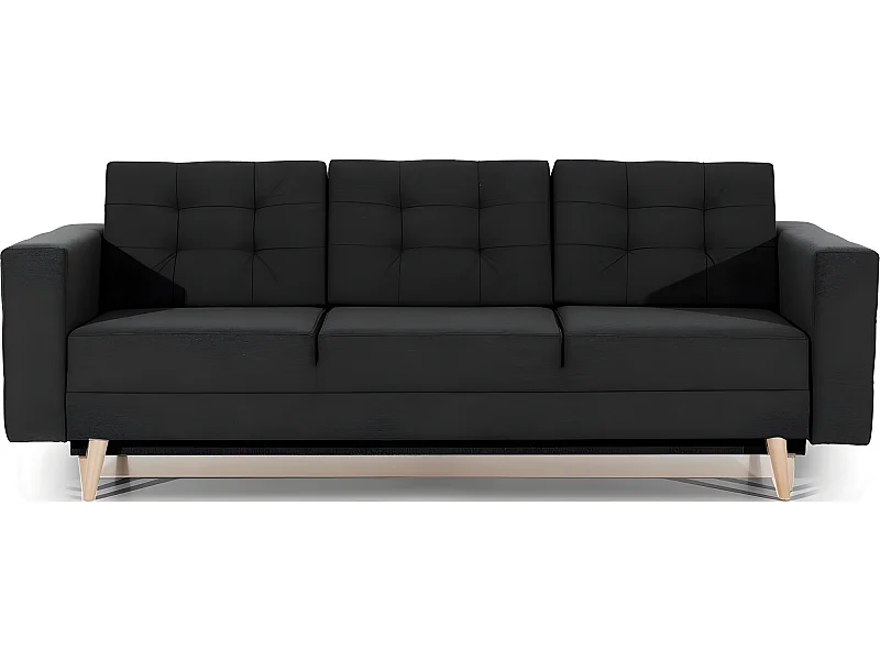 Canapé 3 places convertible - en tissu de qualité noir, ASVENA