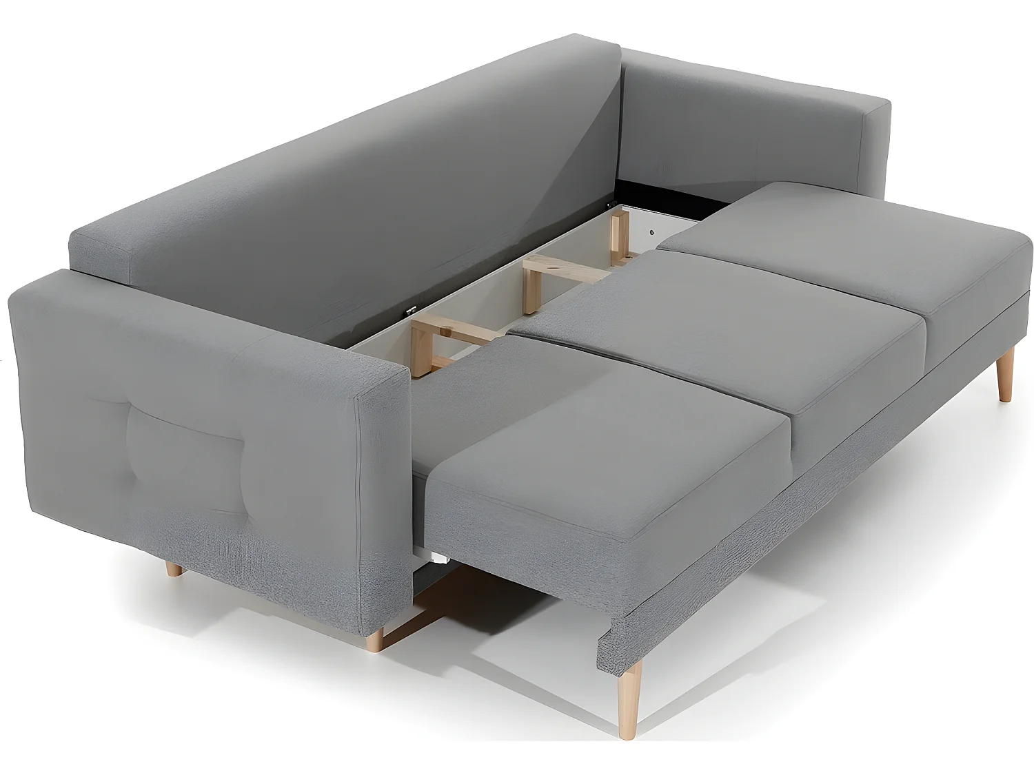 Canapé 3 places convertible - en tissu de qualité gris, ASVENA