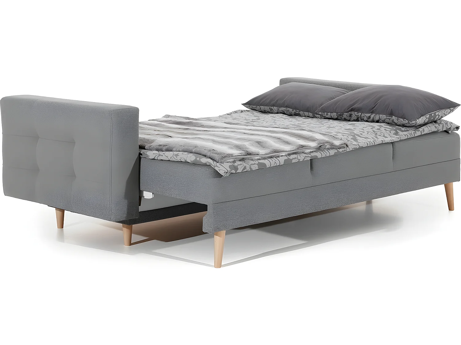 Canapé 3 places convertible - en tissu de qualité gris, ASVENA