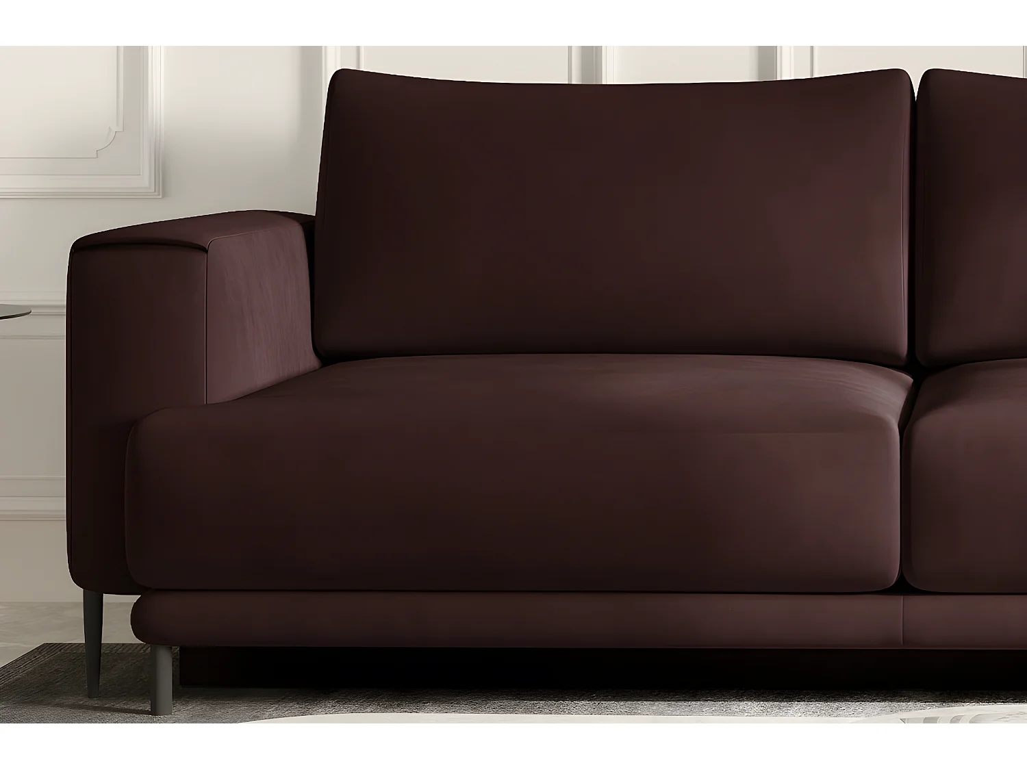 Canapé 3/4 places convertible et espace de rangement, marron, en tissu de qualité, DANY