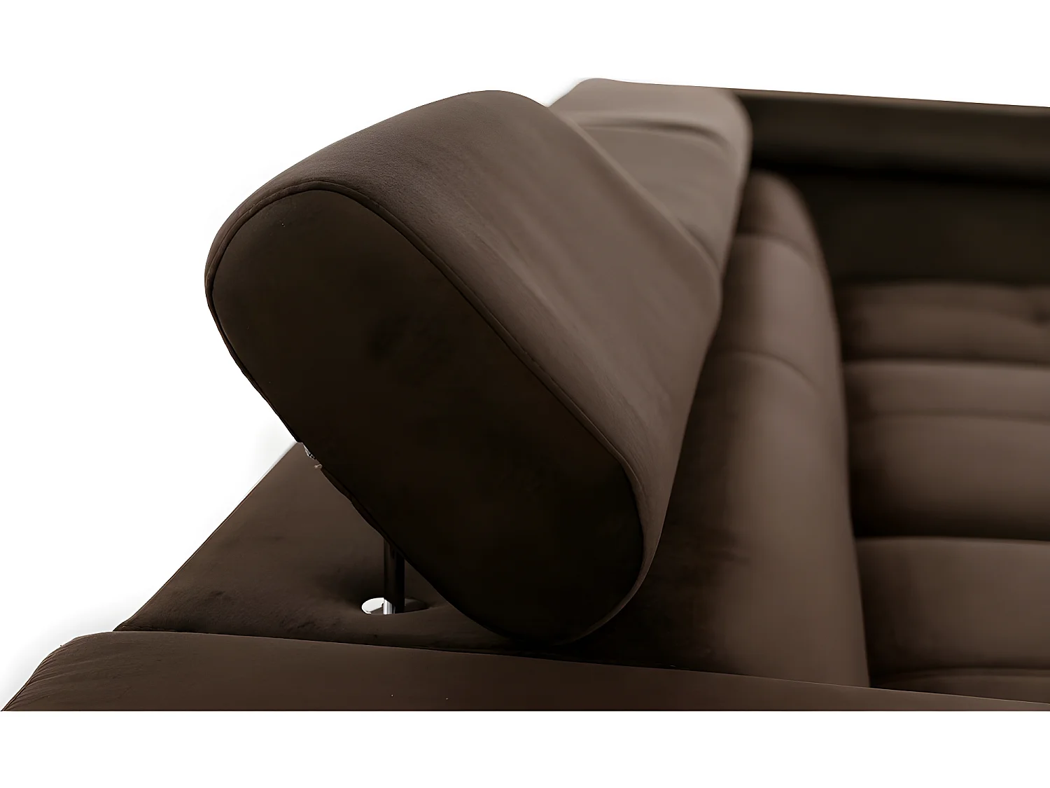 Canapé d'angle convertible - ERWAN - en tissu luxe 5 places, chocolat, angle droit (vu de face)