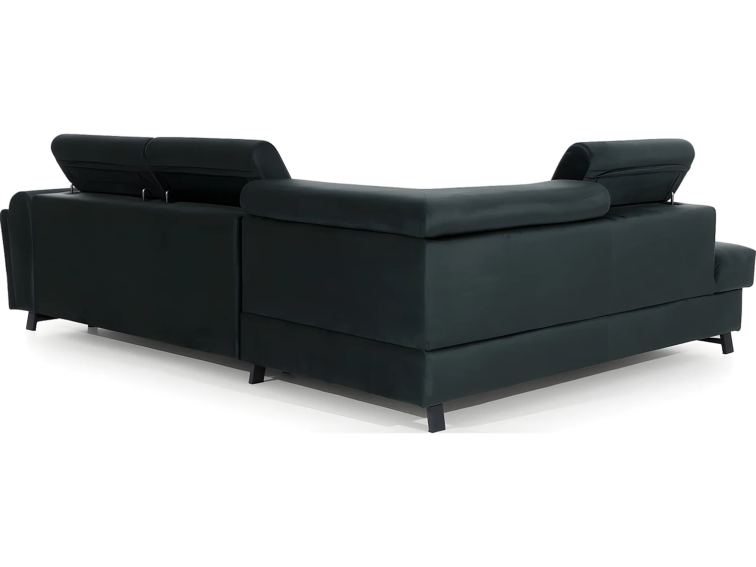 Canapé d'angle convertible - KARL VELOURS - en tissu prestige - 5 places, gris anthracite, angle gauche (vu de face)