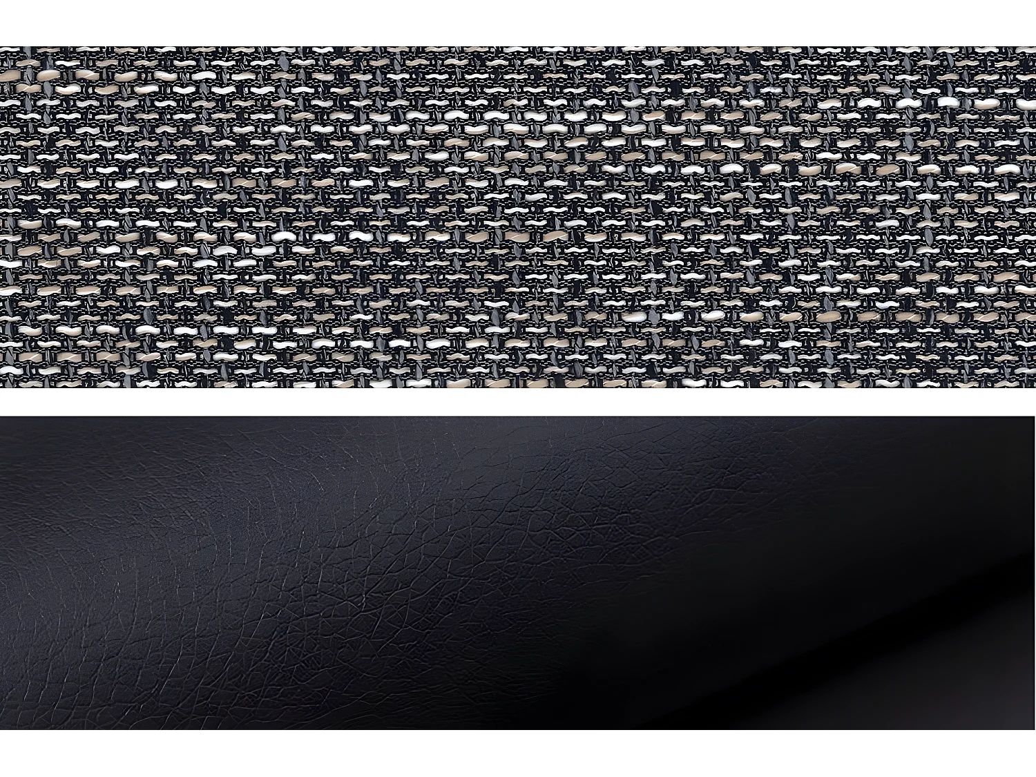 Canapé d'angle convertible - ERMAN - en tissu et simili 5 places, gris et noir, angle droit (vu de face)