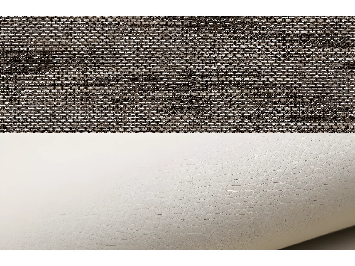 Canapé d'angle convertible - ERMAN - en tissu et simili 5 places, marron et écru, angle gauche (vu de face)