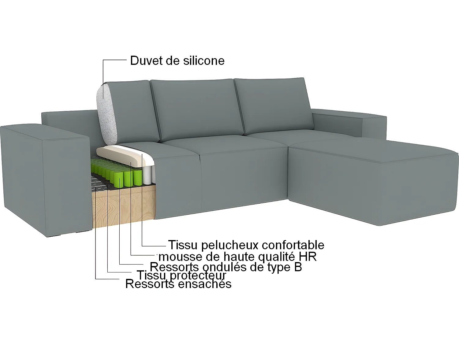 Canapé d'angle convertible - SIDNEY VELOURS - en tissu Luxe - 5/6 places, chocolat, angle droit (vu de face)