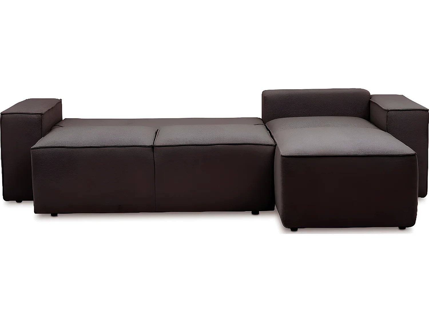 Canapé d'angle convertible - SIDNEY VELOURS - en tissu Luxe - 5/6 places, chocolat, angle droit (vu de face)