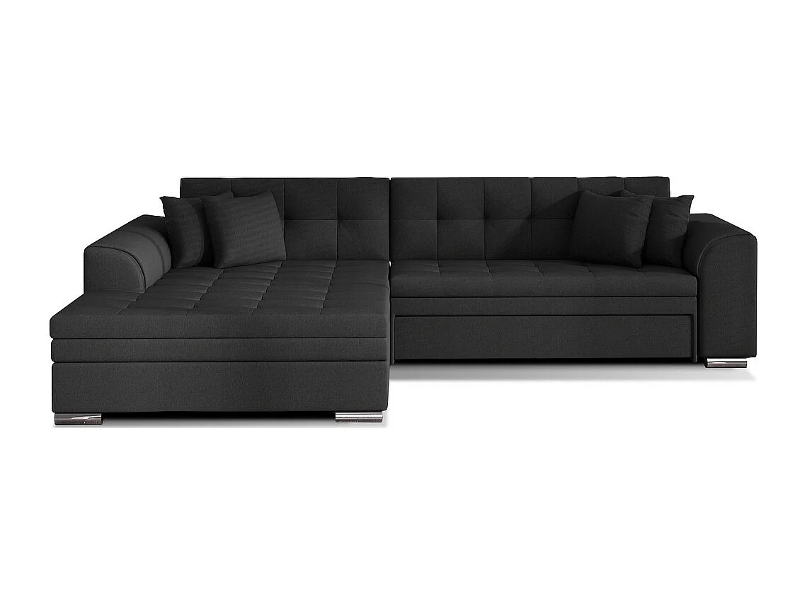 Canapé d'angle convertible - SOHO - en tissu de qualité, gris, 5/6 places, angle gauche (vu de face)