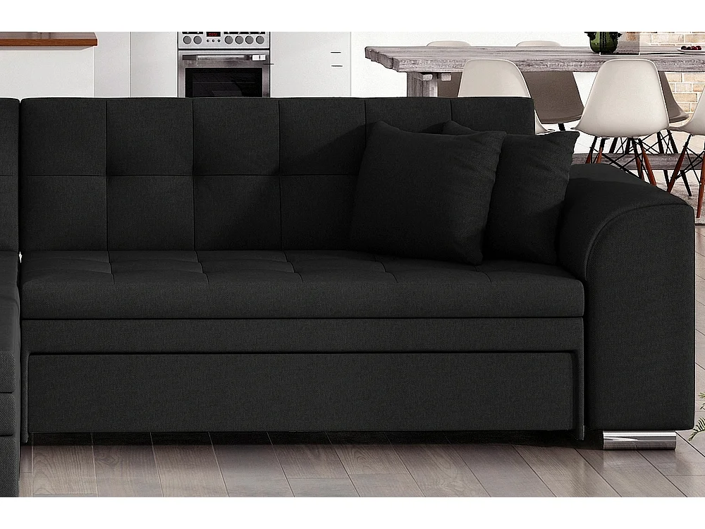 Canapé d'angle convertible - SOHO - en tissu de qualité, gris, 5/6 places, angle gauche (vu de face)