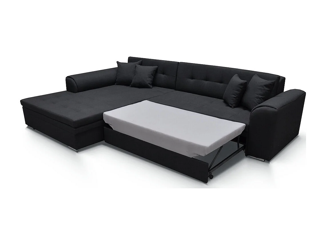 Canapé d'angle convertible - SOHO - en tissu de qualité, gris, 5/6 places, angle gauche (vu de face)