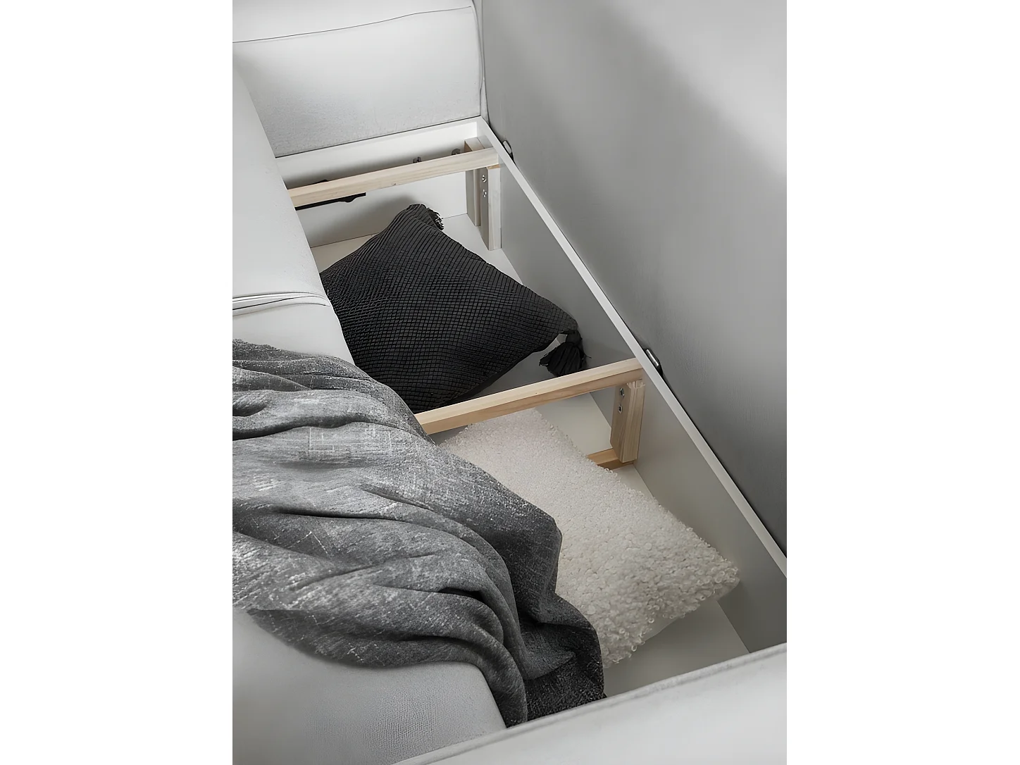 Canapé d'angle convertible - SIDNEY VELOURS - en tissu Luxe - 5/6 places, gris clair, angle gauche (vu de face)