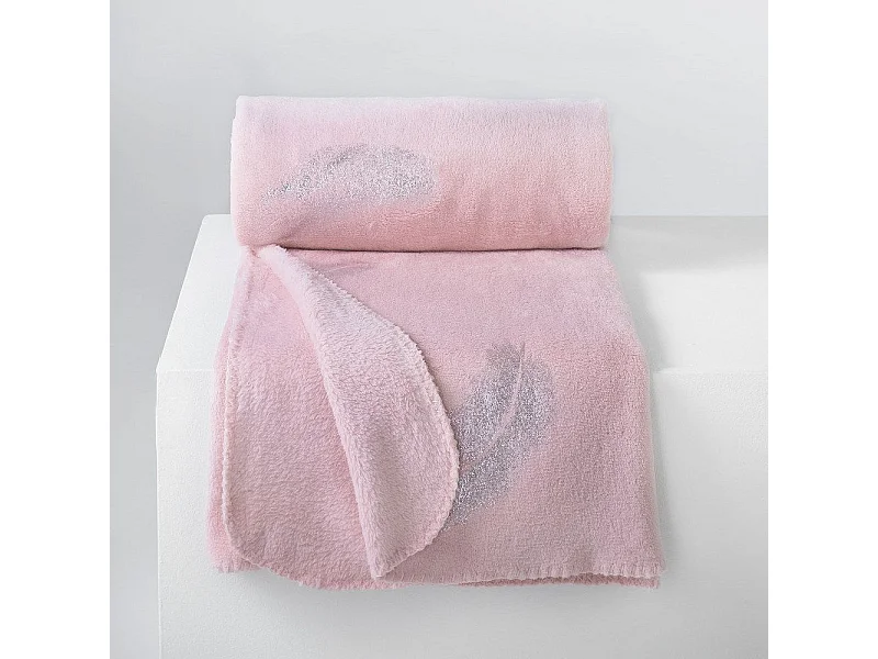 Plaid Polaire "Plumette" 127x152cm Rose