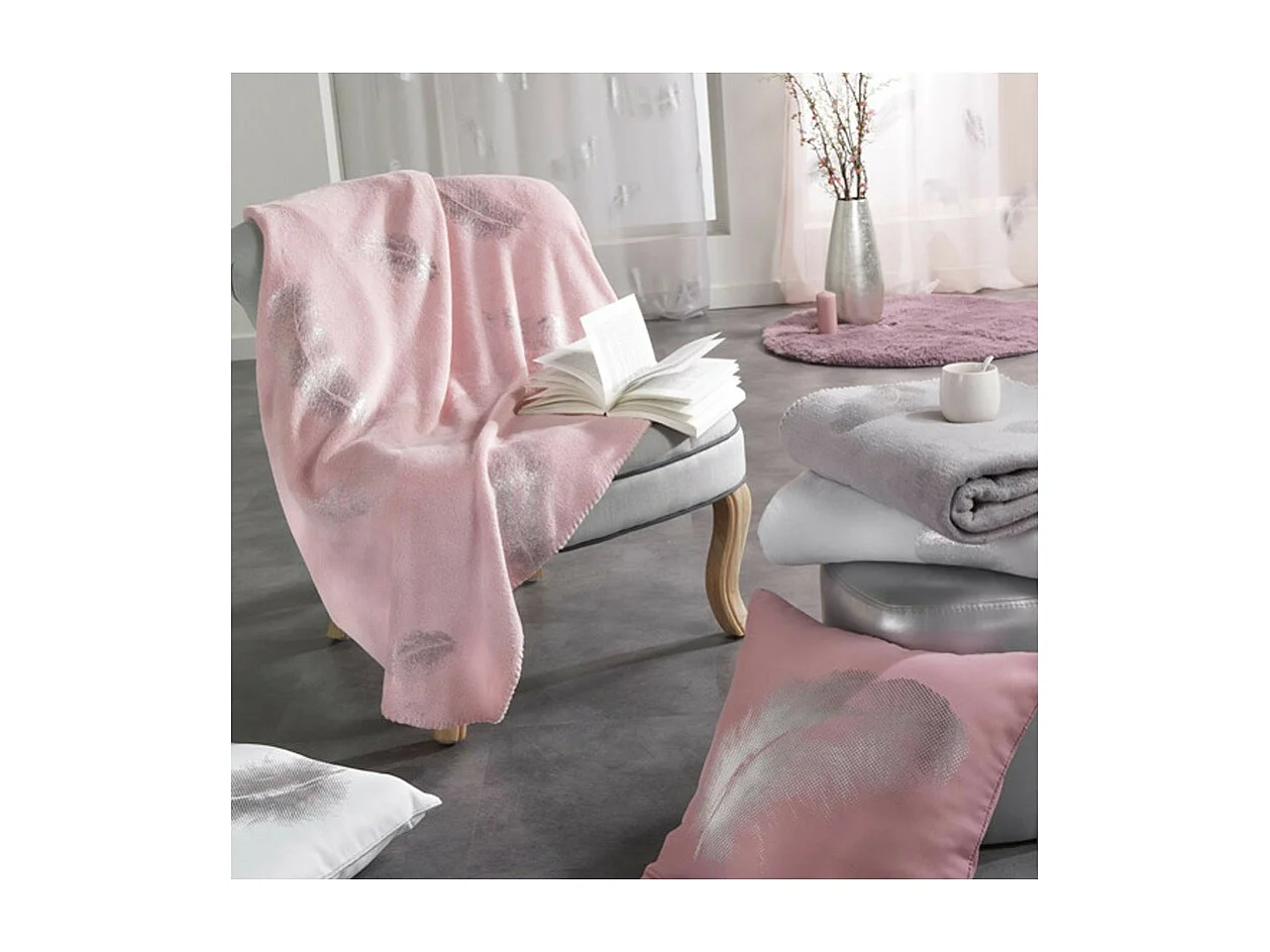 Plaid Polaire "Plumette" 127x152cm Rose