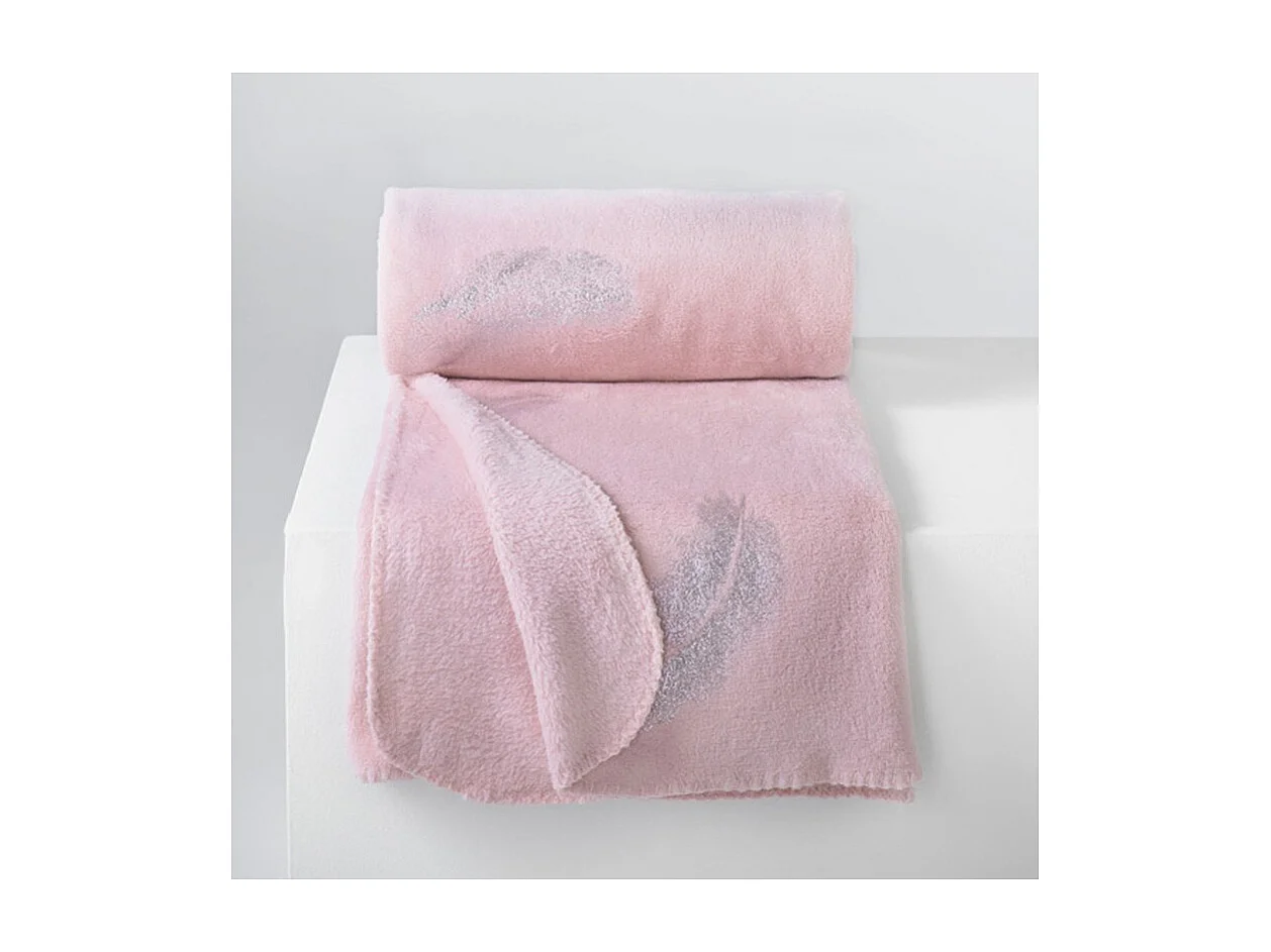 Plaid Polaire "Plumette" 127x152cm Rose