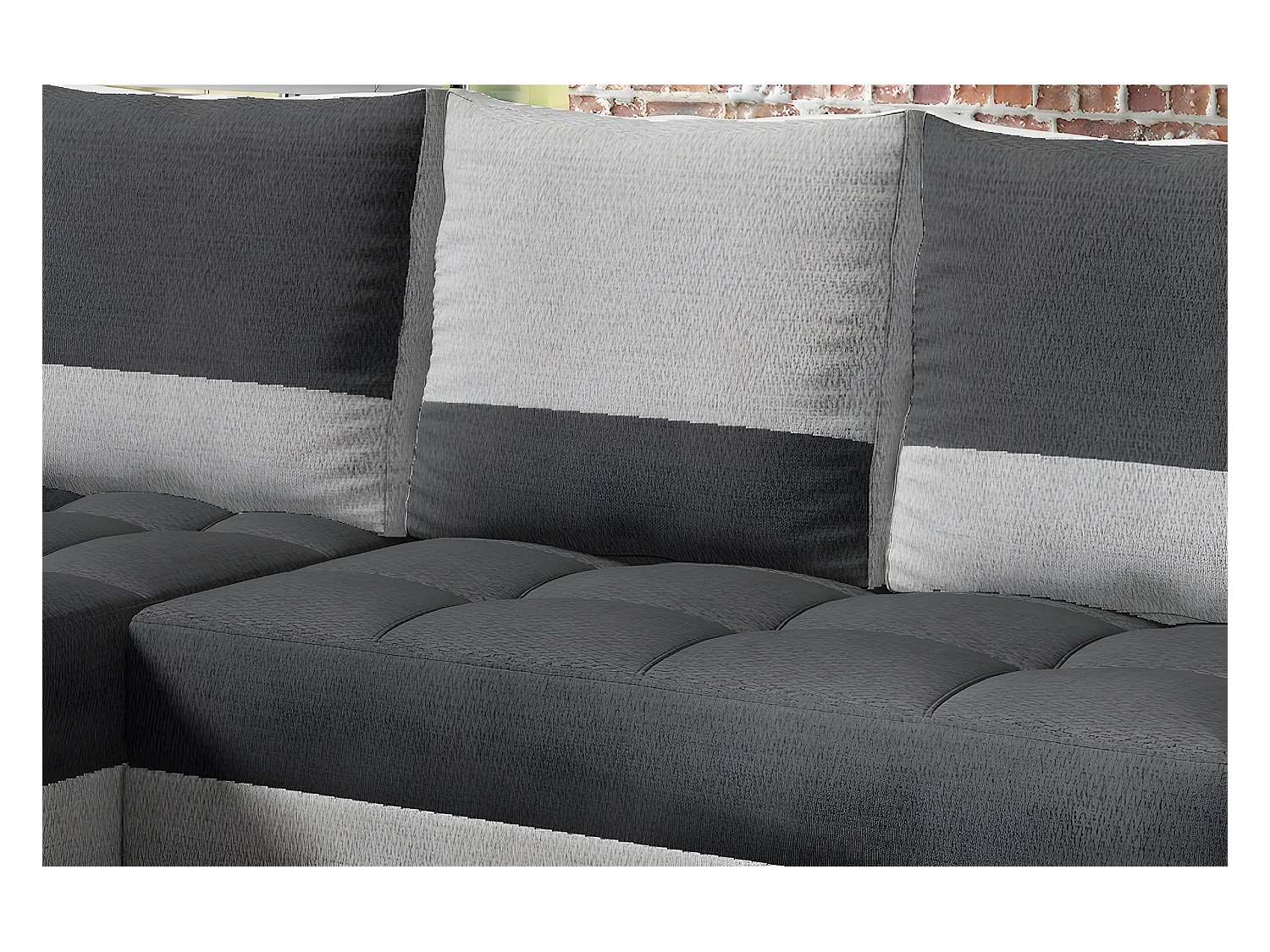 Canapé d'angle convertible - ARTE - en tissu de qualité - gris foncé et gris clair, 3/4 places, angle gauche (vu de face)