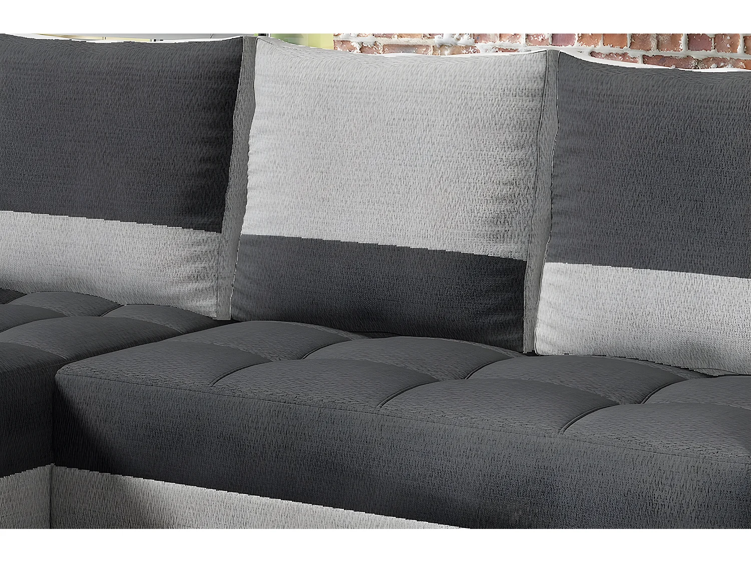 Canapé d'angle convertible - ARTE - en tissu de qualité - gris foncé et gris clair, 3/4 places, angle gauche (vu de face)