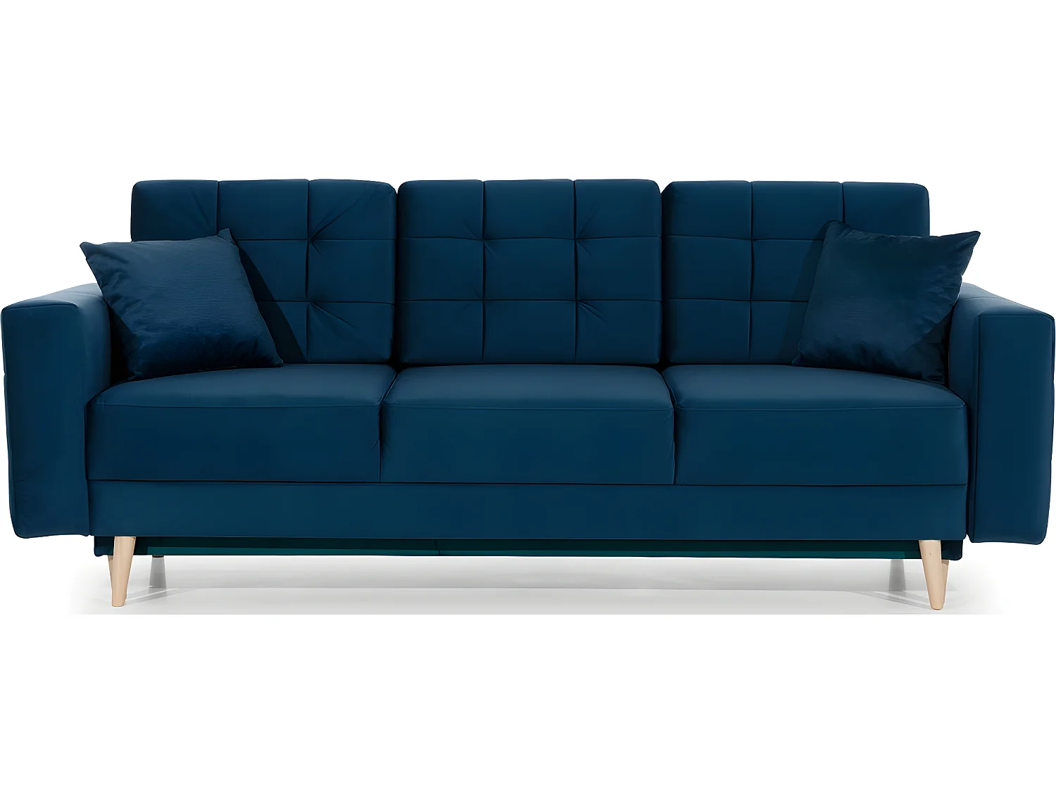 Canapé 3 places convertible - en tissu de qualité bleu, ASVENA VELOURS