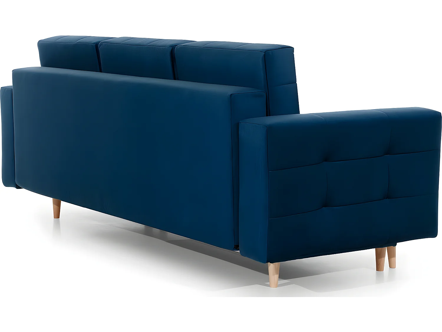 Canapé 3 places convertible - en tissu de qualité bleu, ASVENA VELOURS