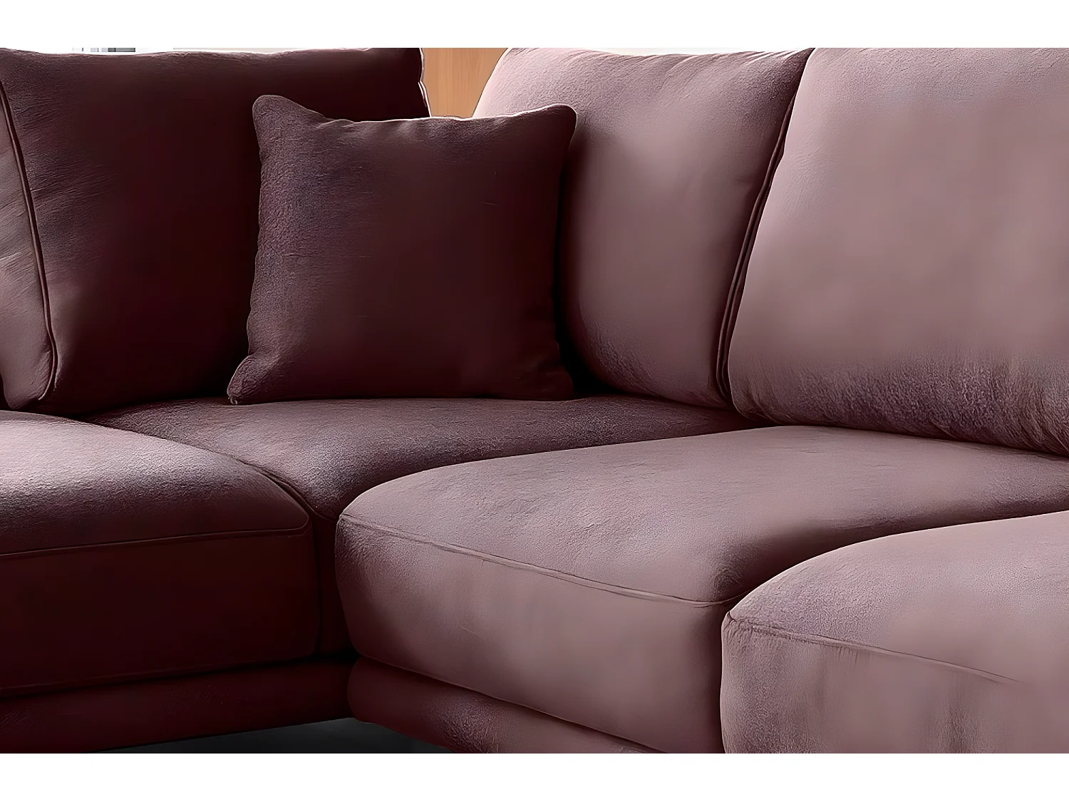 Canapé d'angle convertible - LARSON - en tissu Luxe - 5 places, bordeaux, angle gauche (vu de face)