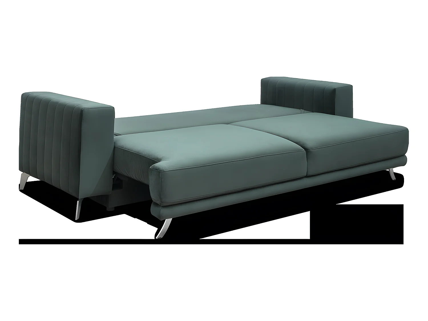 Canapé 3/4 places convertible et espace de rangement - vert foncé - en tissu de qualité luxe, ELSA