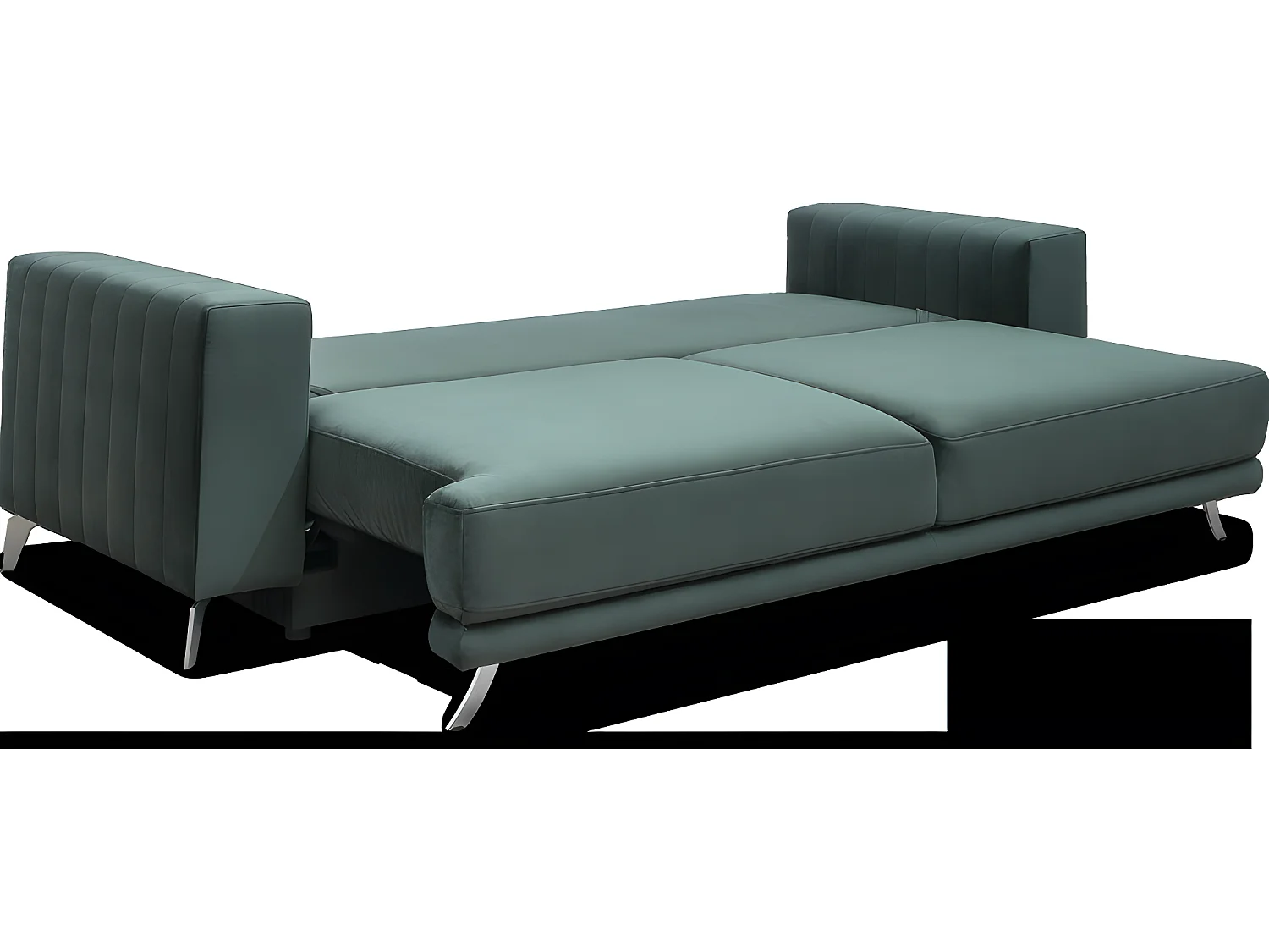 Canapé 3/4 places convertible et espace de rangement - vert foncé - en tissu de qualité luxe, ELSA