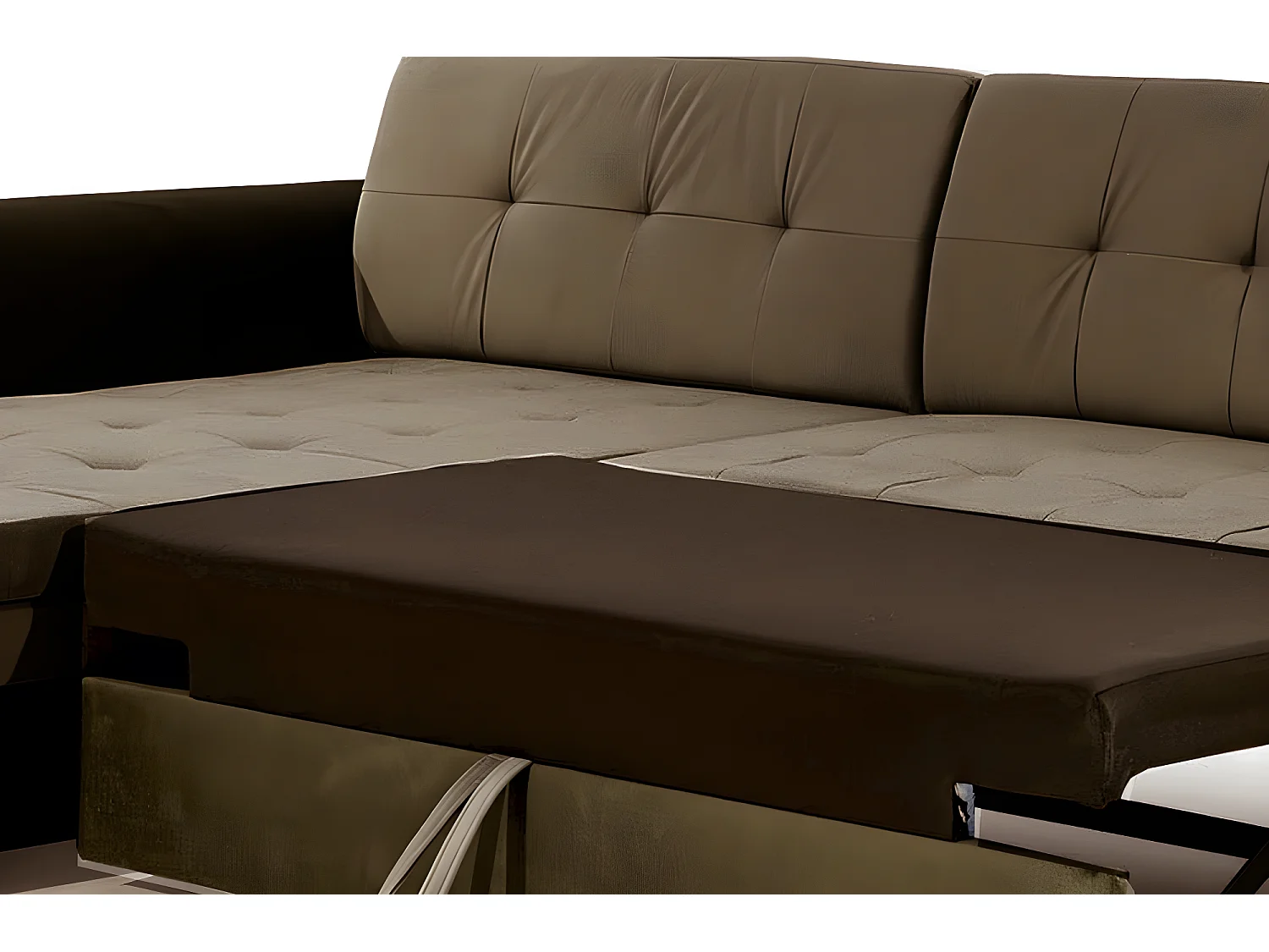 Canapé d'angle convertible en tissu velours Luxe, marron et chocolat, 5 places, angle gauche (vu de face), SOHO VELOURS