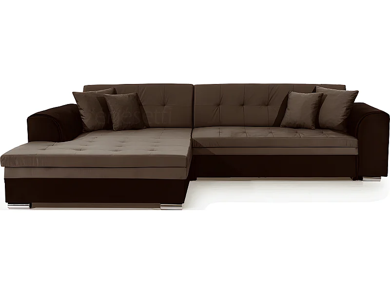 Hoekslaapbank van fluweelstof Luxe in bruin en chocolade, 5 plaatsen, SOHO VELOURS